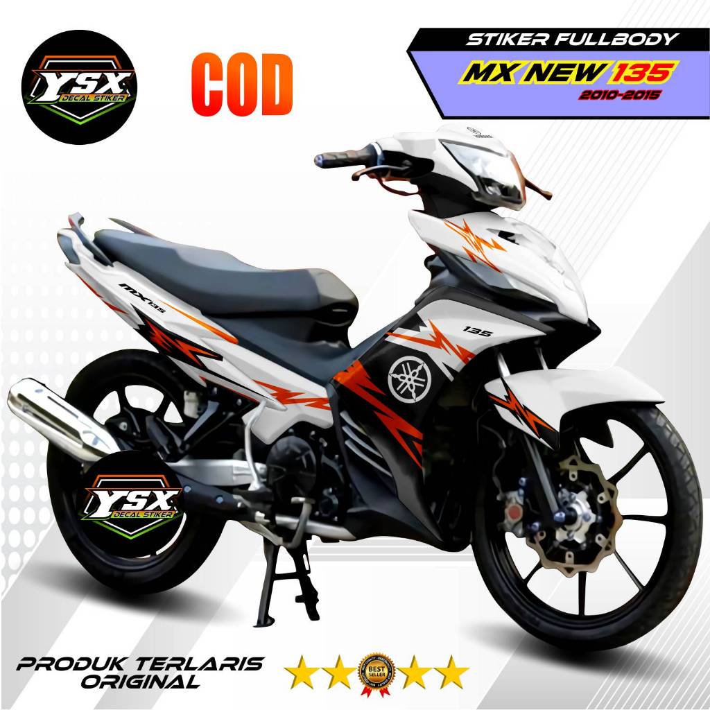 Decal Mx New 135 Stiker Fullbody Desain Petir Basic Putih