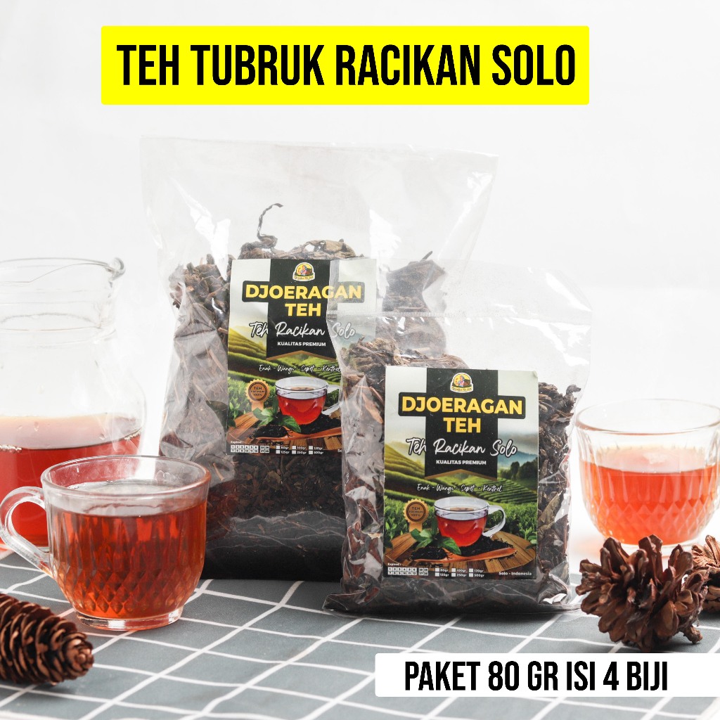 

DJOERAGAN TEH Solo Paket Teh 80gr isi 4 Biji | Teh Wong Solo Premium Berkualitas Teh Tubruk