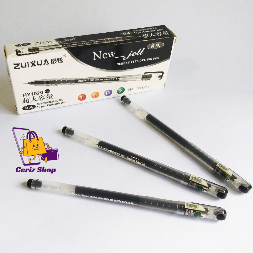 

Bolpoin ZUIXUA Gel 0.4mm Hitam 1Pak isi 12