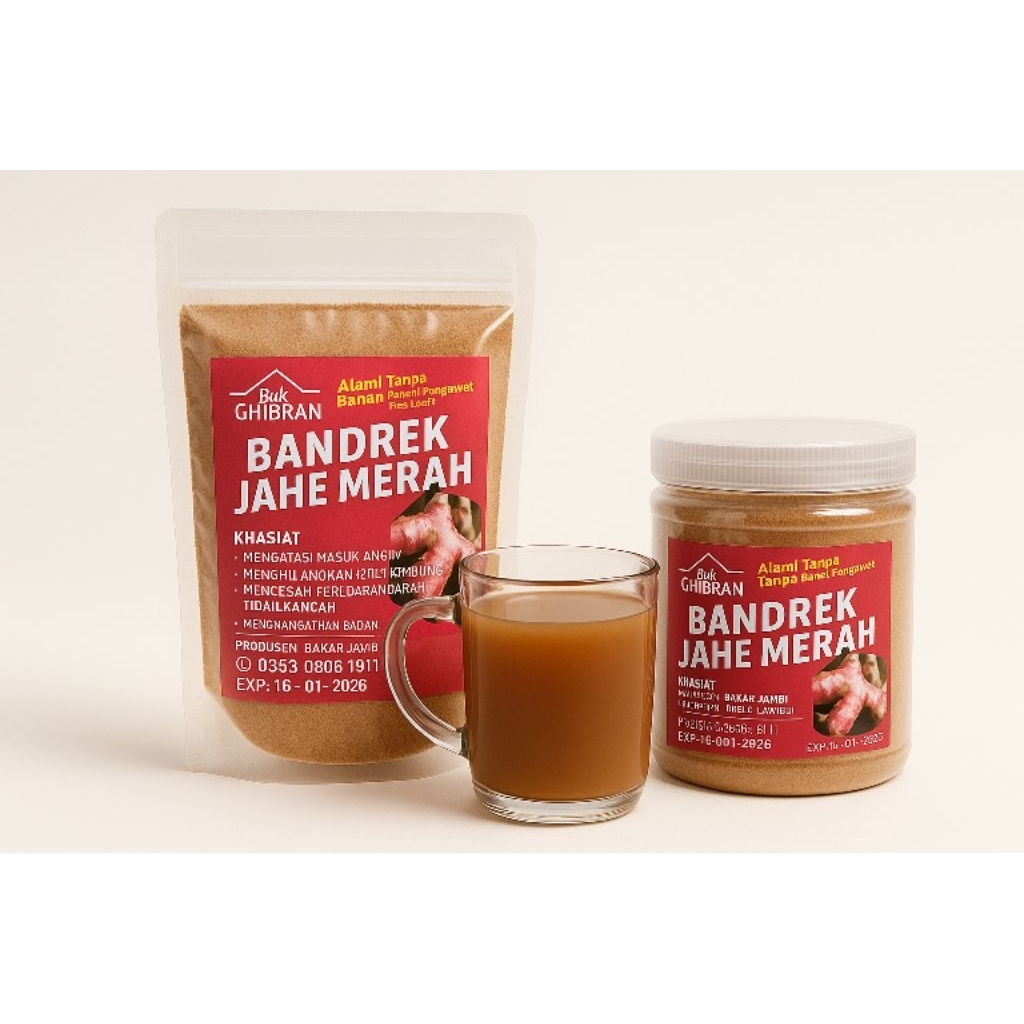 

Bandrek Jahe Merah 110 gram Kemasan Pouch / minuman penghangat badan / Homemade / Halal