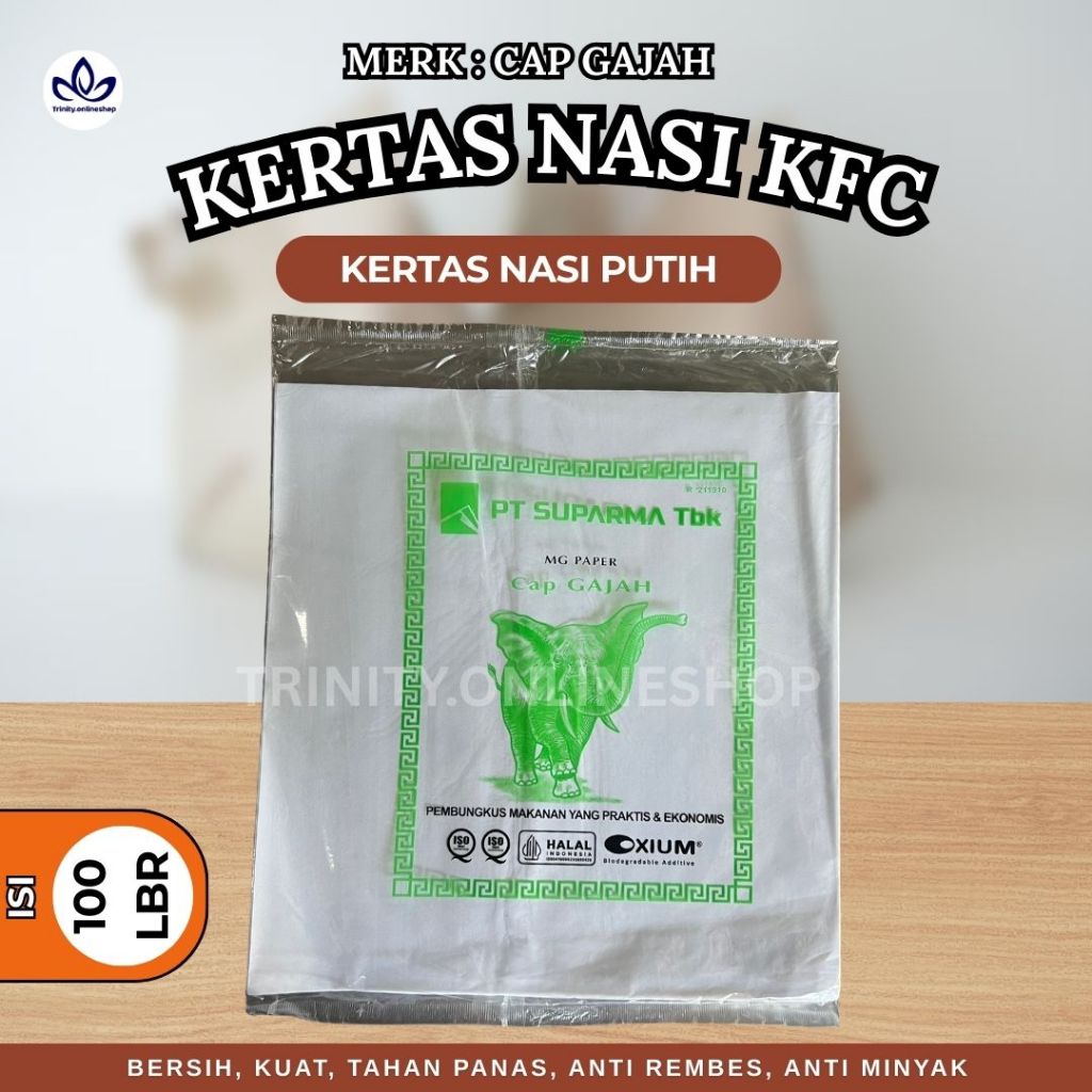 Kertas Nasi KFC Pembungkus Nasi Anti Minyak | Kertas Nasi Putih | Bungkus Nasi Cap Gajah