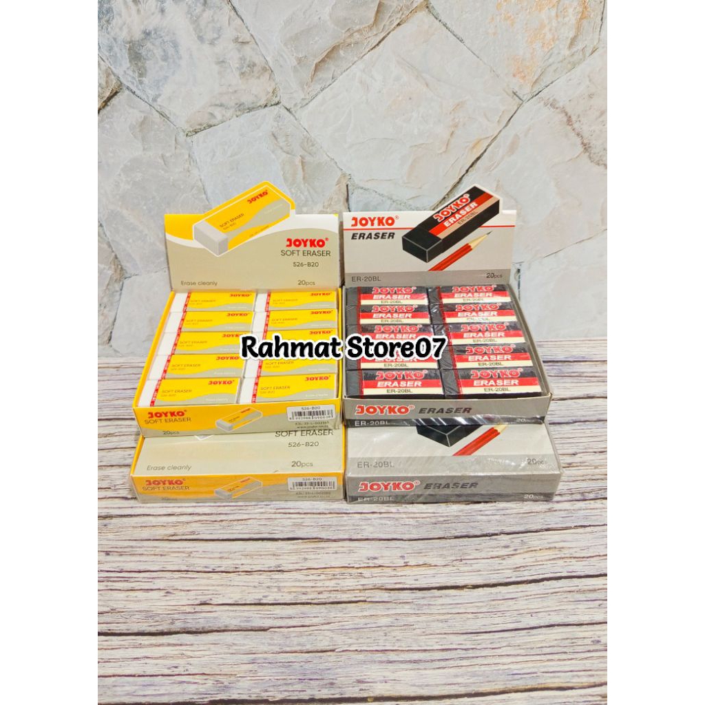 

( 1 Pak Isi 20 Pcs ) Penghapus Besar/Penghapus Joyko Besar ER-20BL Hitam/S26-B20 Putih