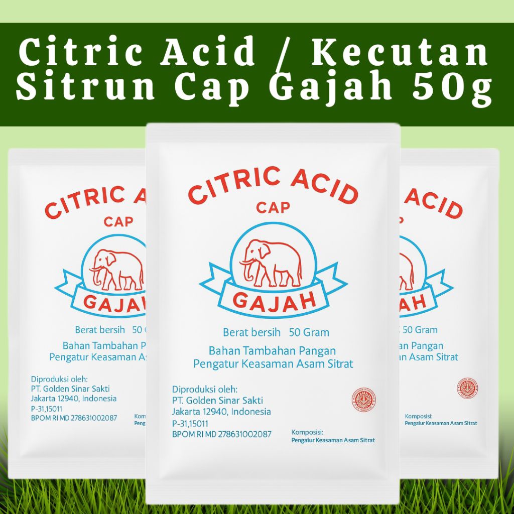 

Citric Acid Sitrun Kecutan Cap Gajah 50g