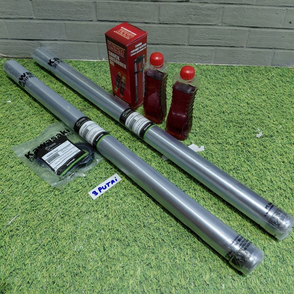 As shock depan+Oil sok  Ninja R bonus sil sok 1set kiri kanan