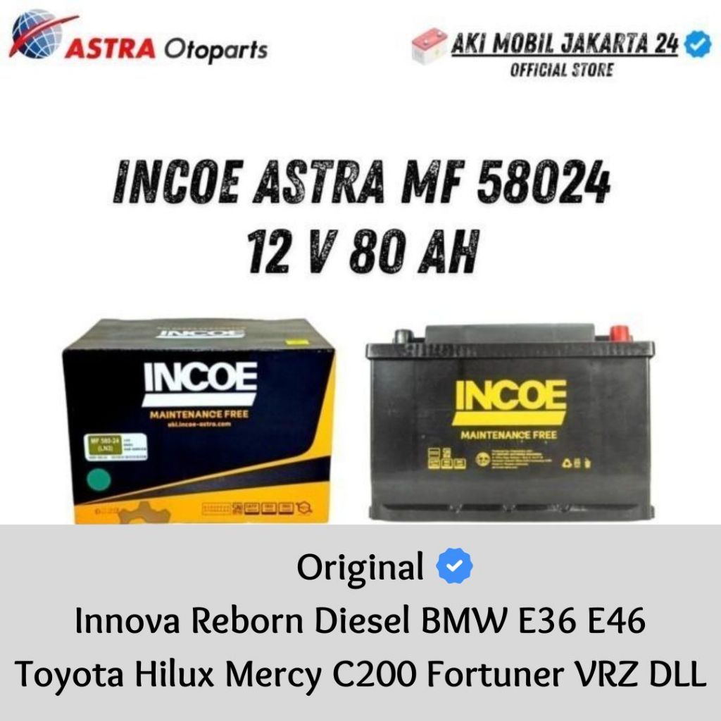 AKI MERCY C200 INCOE ASTRA DIN80 / 58024 80AH INNOVA REBORN DIESEL