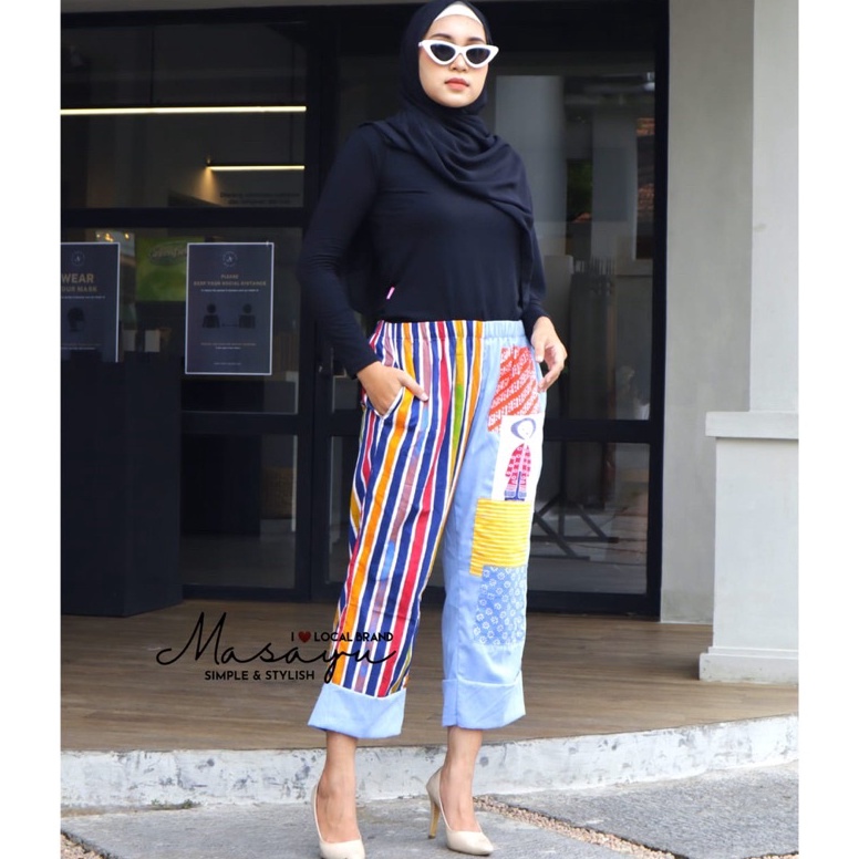 KODE Q35Q Masayu Batik  Celana Batik Jeans Wanita Denim Series