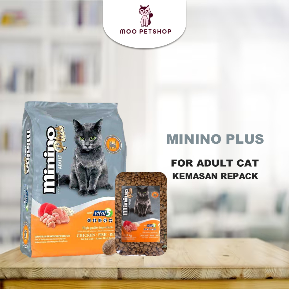 MININO PLUS ADULT | MAKANAN KUCING MININO PLUS UKURAN 1KG REPACK