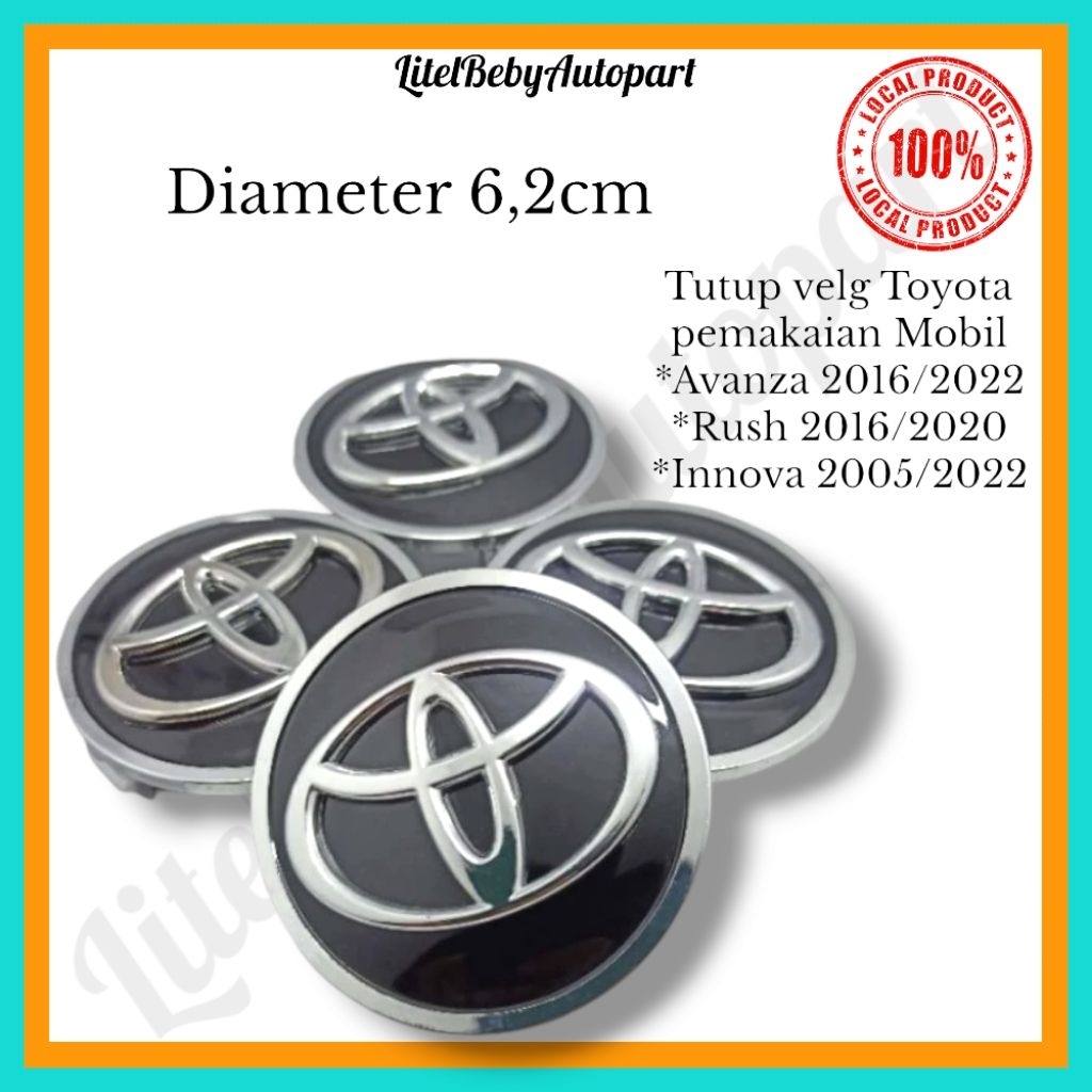 tutup velg dop roda avanza 2016-2021 rush 2006-2020 logo timbul diameter 6,2cm