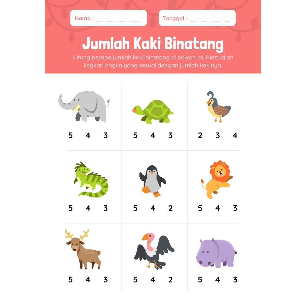 

Lembar kerja siswa PAUD, TK, SD, Materi bervariasi