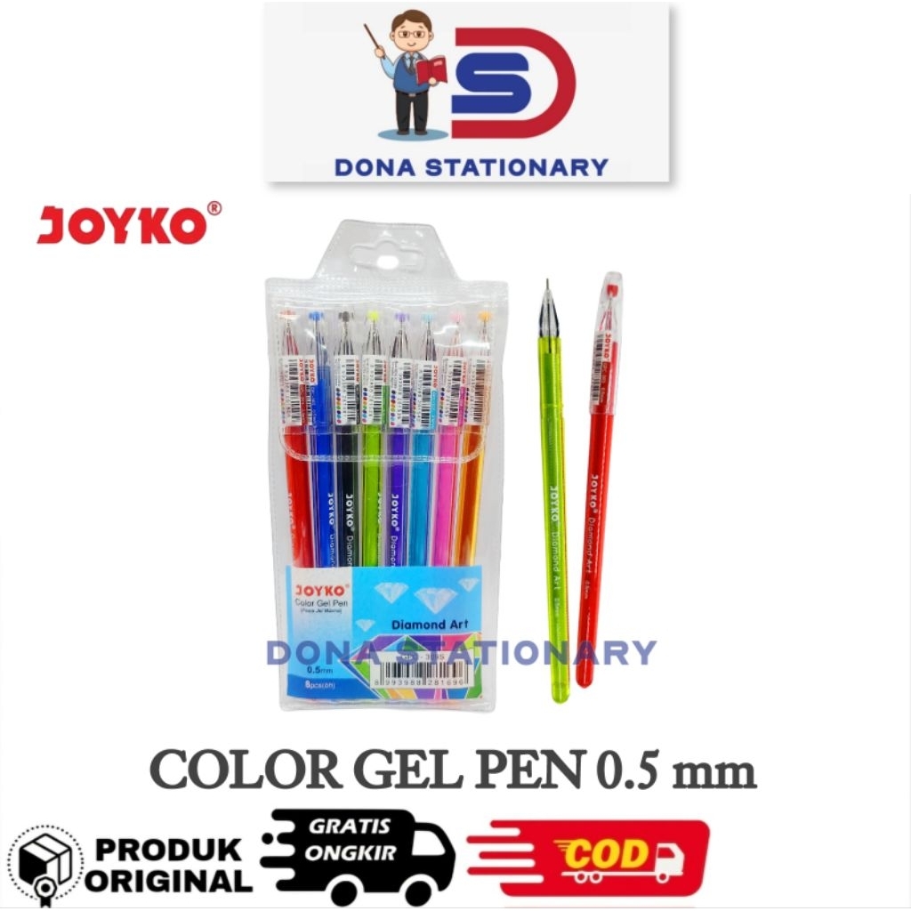 

JOYKO Color Gel Pen 8 Warna GPC-309S 0.5 mm / Pulpen Gel 8 Warna Joyko