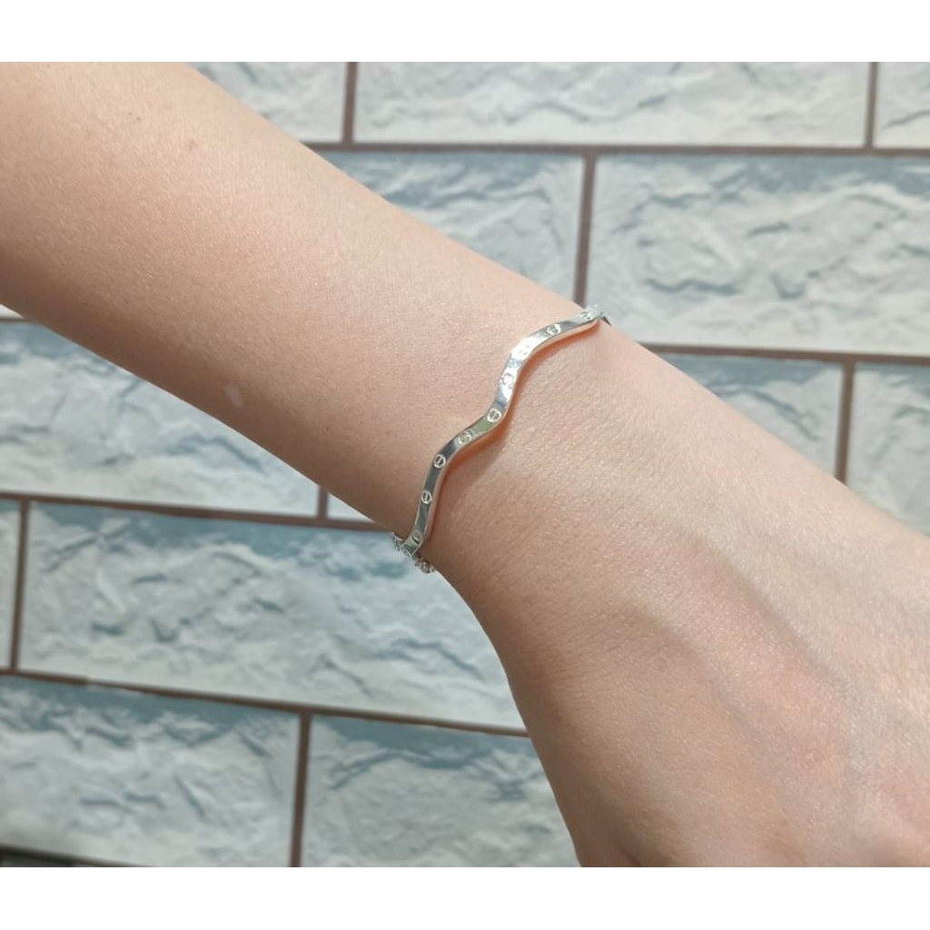Gelang Bangle Perak Asli Silver 925 Spiral Ukir