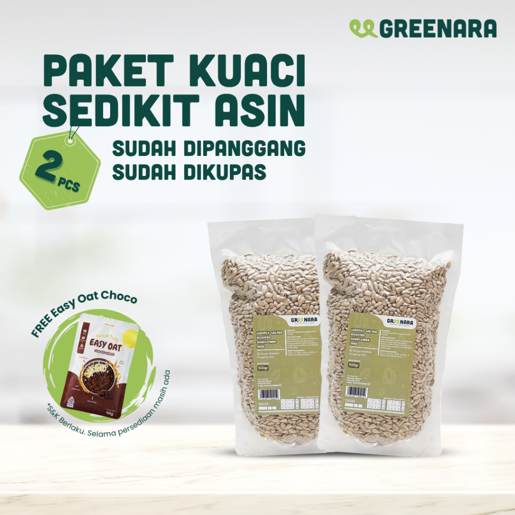 

Bundle 2 pcs Greenara Lightly Salted Roasted Sunflower Seed 500g - 2 buah Kuaci Panggang dengan Rasa Sedikit Asin