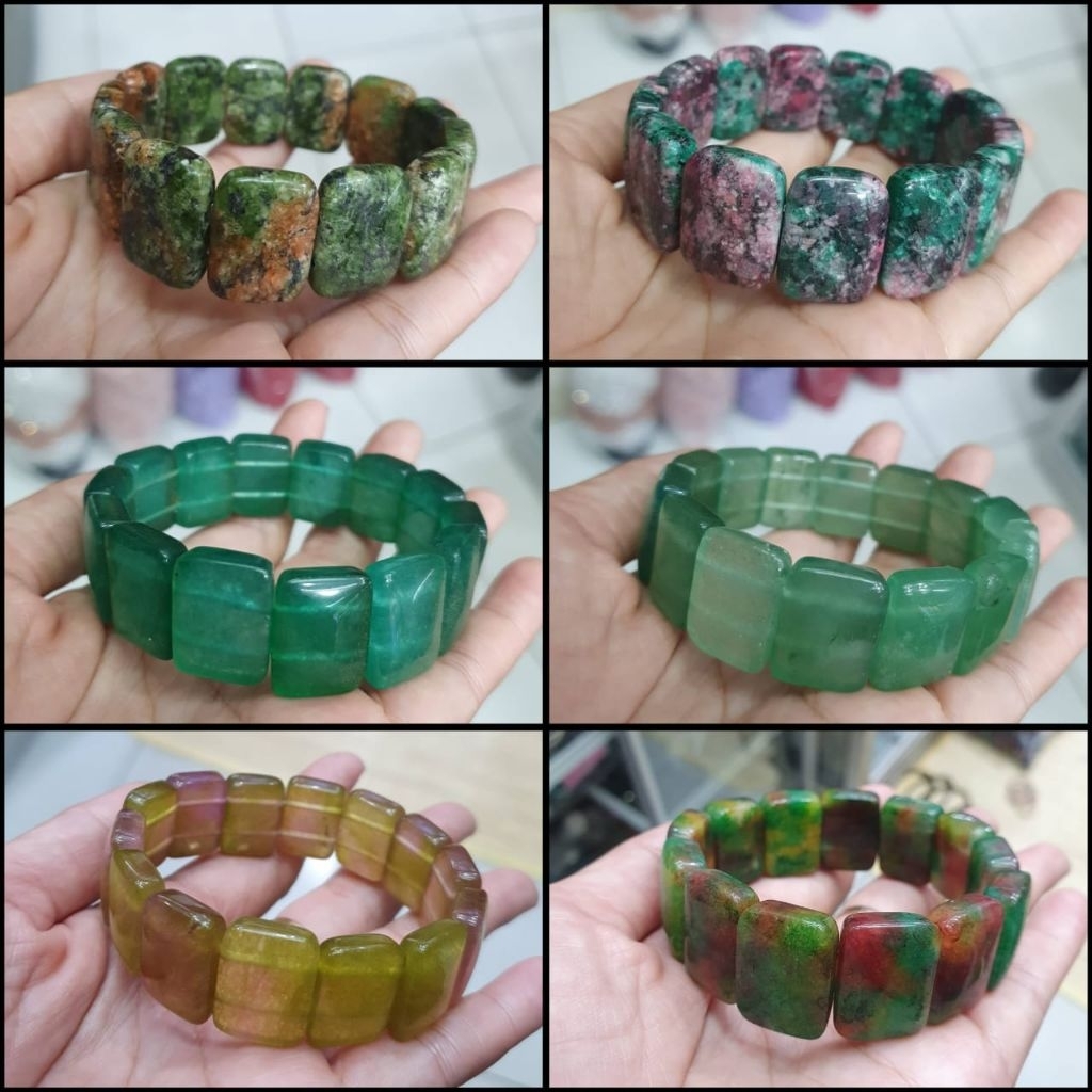 Gelang batu bentuk kotak lebar