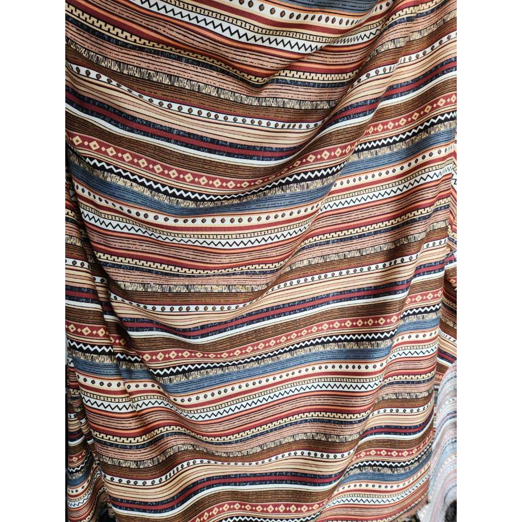 Bahan kain katun rayon viscose premium motif abstrak salur motif pita salur terbaru best seller