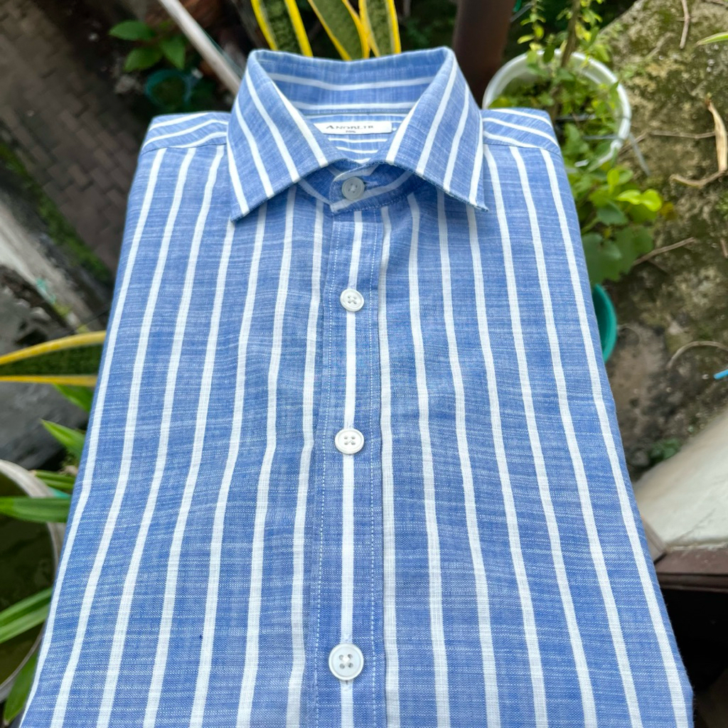 Kemeja Cotton ANOBLIR Striped Sky Blue (L)