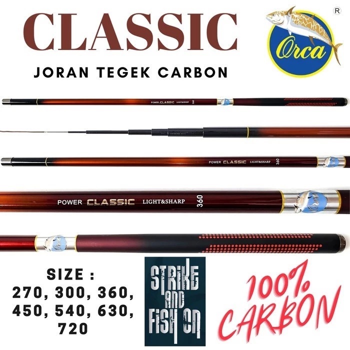 Joran Tegek Orca Classic 270 300 360 450 ringan kuat ruas panjang