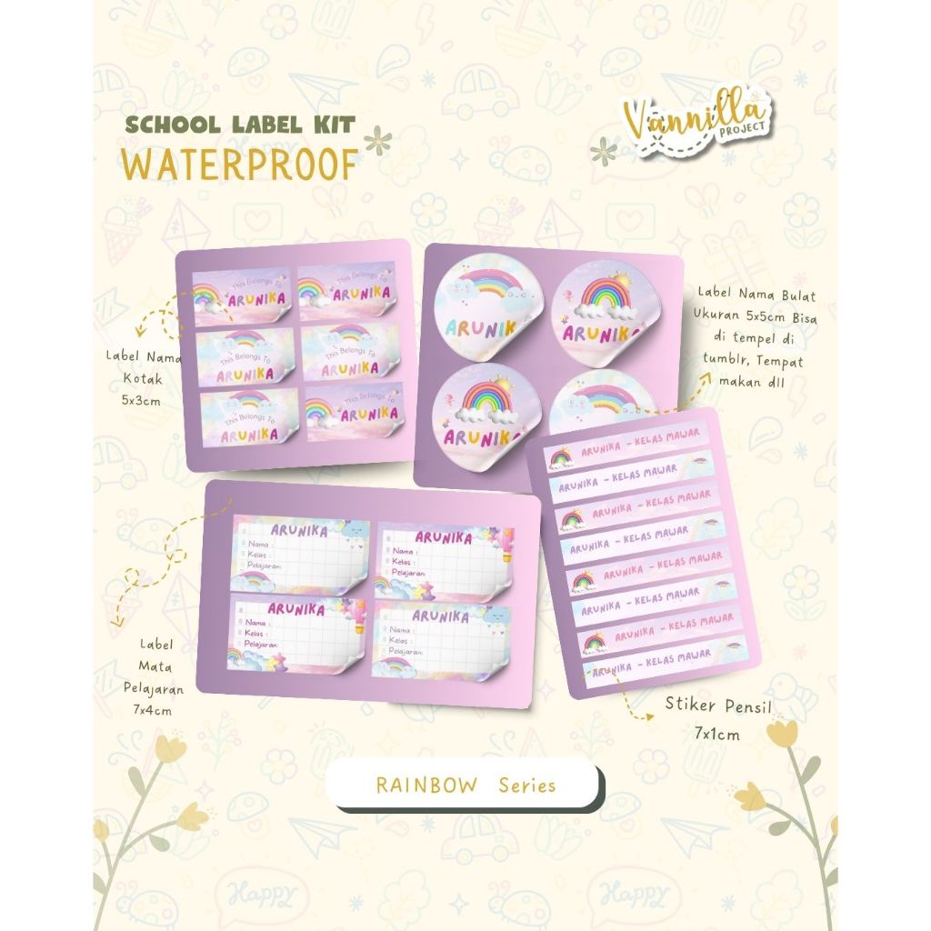

70pcs School Label Kit Rainbow Series