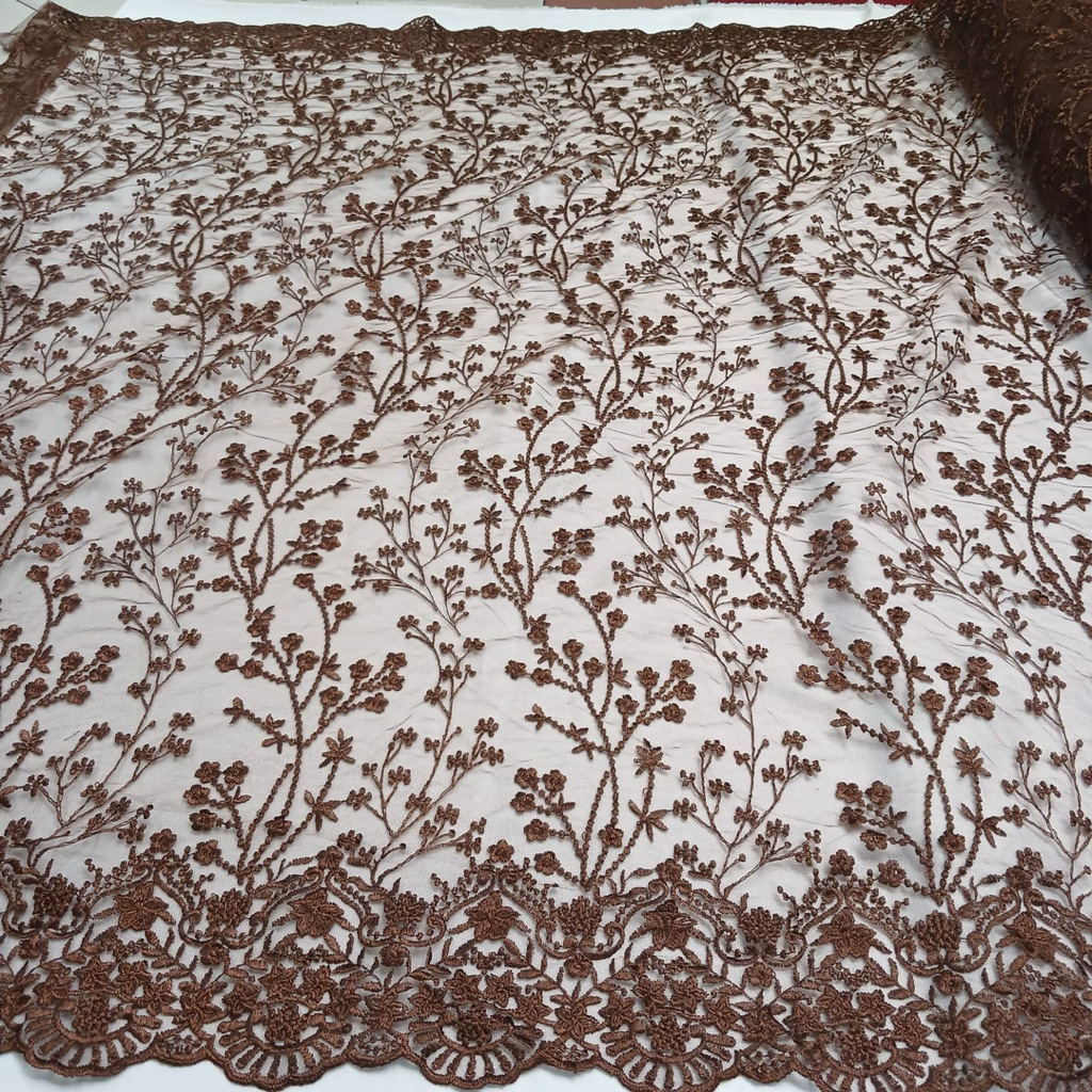 (COD) Kain Tulle Bordir Sulam | Bahan Kebaya Modern | Kain Meteran