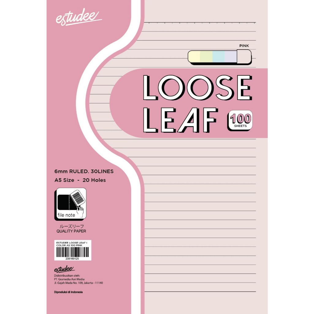 

Gramedia Karawaci - Estudee Loose Leaf I Color A5 100 Pink