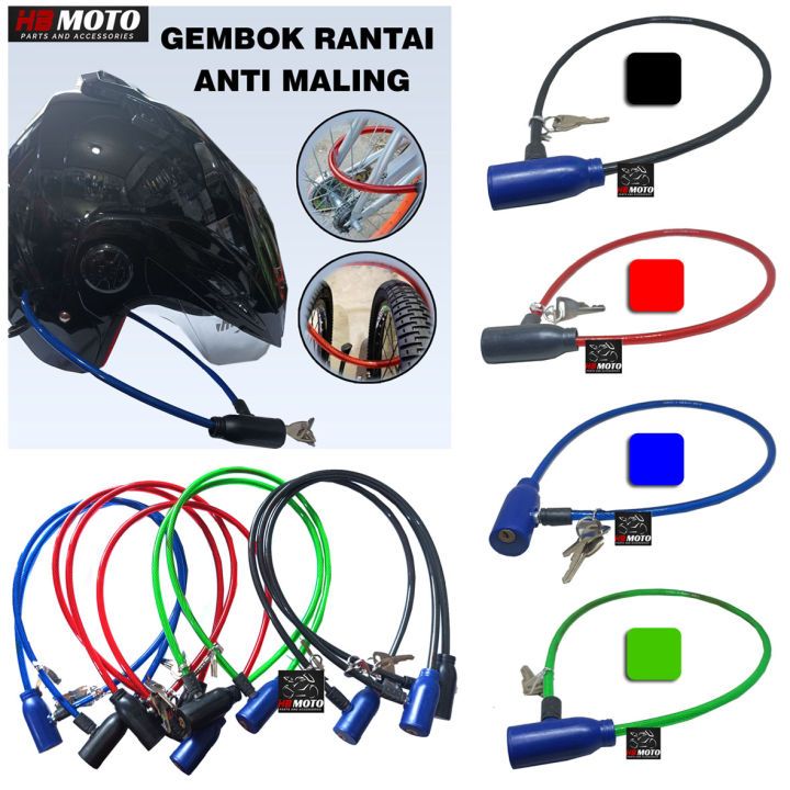 Gembok Kawat Sepeda 65cm Kunci Helm Motor/Kunci tali Gembok kawat baja plus kunci