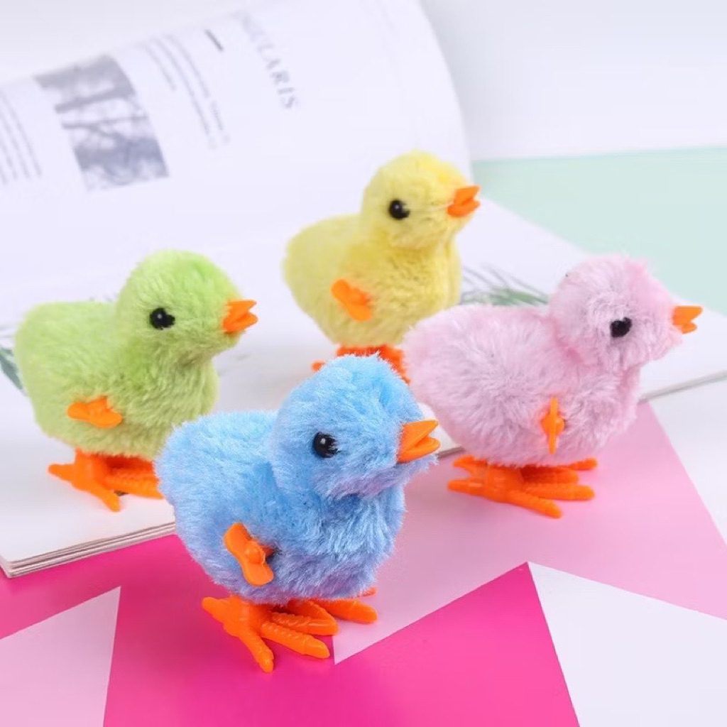 Mainan edukasi anak ayam berjalan model putar lucu tanpa baterai warna warni walking chickrn edukati