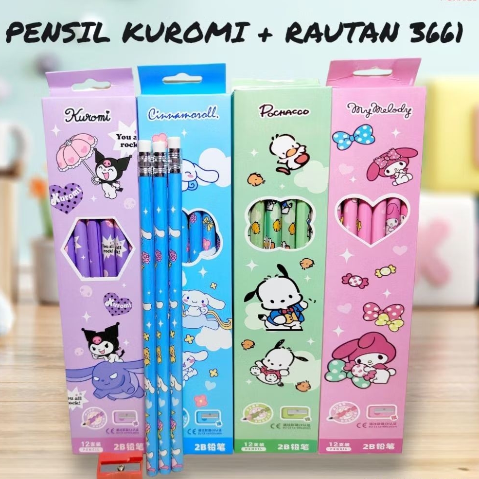 

SQ Pensil Kuromi+Rautan 3661/Pensil Kayu Motif Karakter/Fancy/Per Lsn