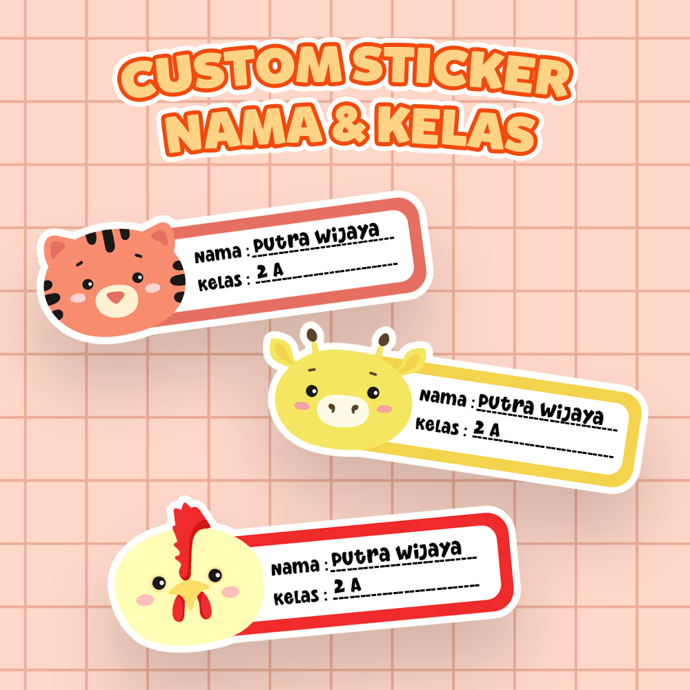 

Sticker Nama Anak Sekolah Custom edisi Hewan