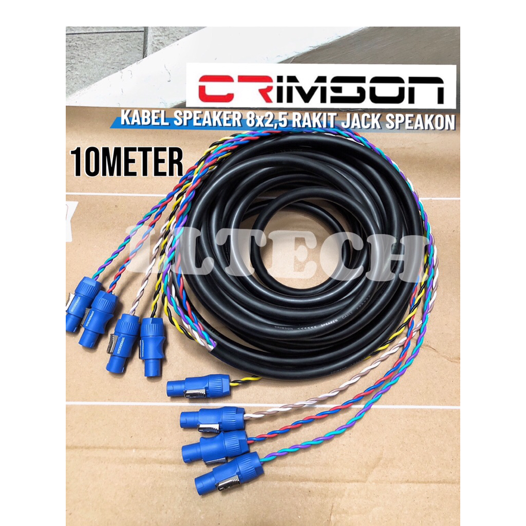 10 Meter Kabel Speaker Crimson 8x2.5 8x2,5 Rakit Jack Speakon Siap Pakai - Kabel Power to speaker 8x
