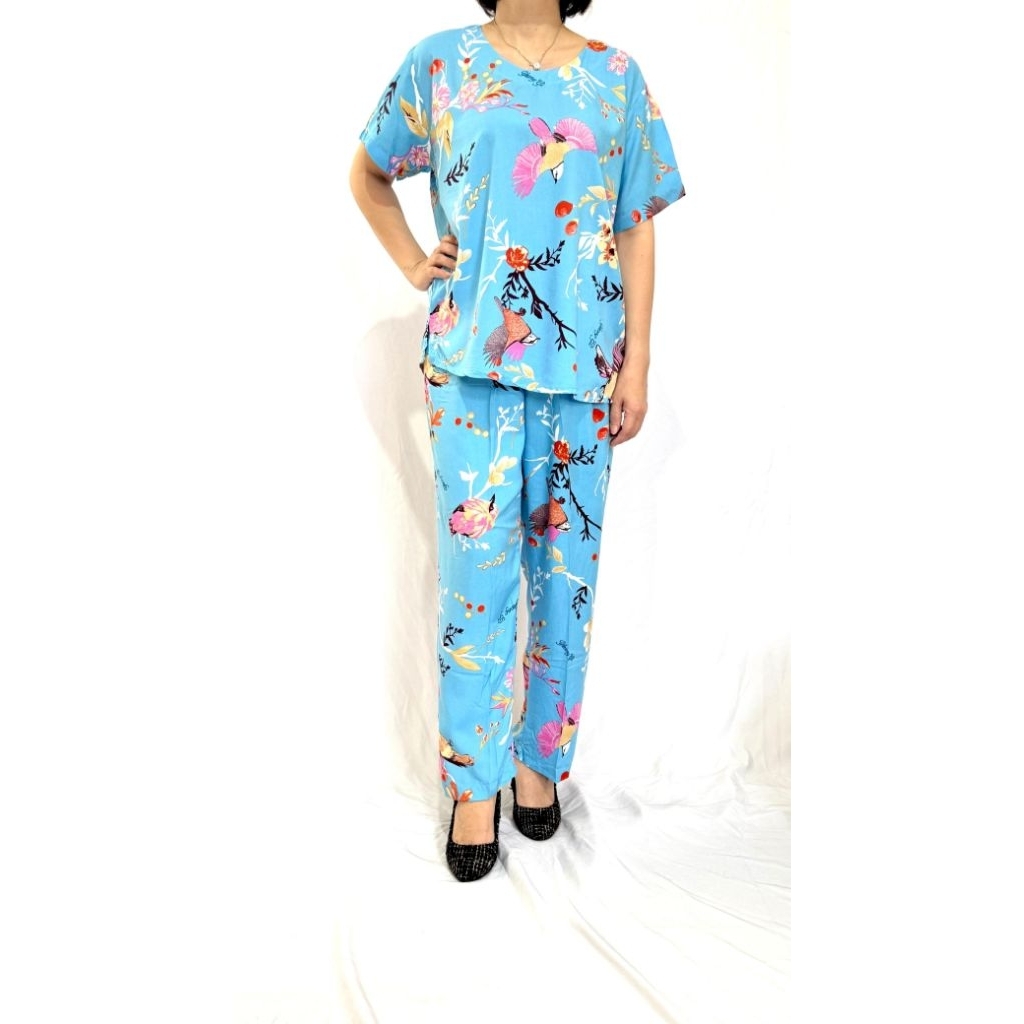 SA Setelan baju tidur XL Rayon Yeong gi lengan pendek celana panjang