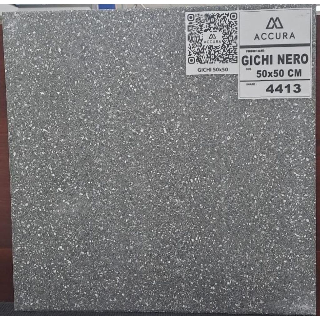 keramik 50x50 lantai matt kasar hitam bintik outdor indor