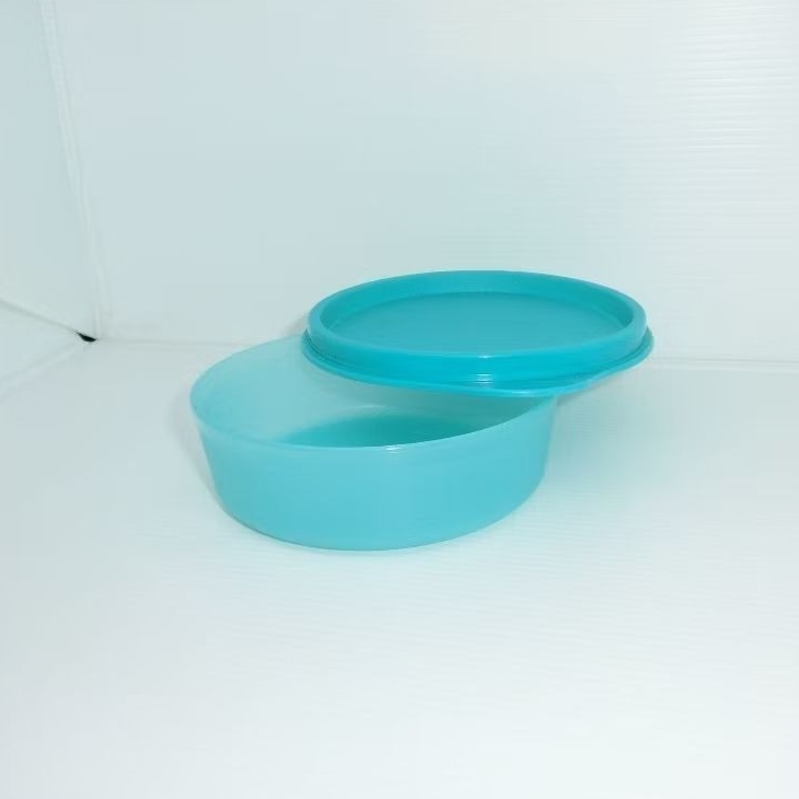Kotak Makan Kecil Tupperware Bulat Warna Biru Tosca - Tempat Makan Tupperware Bundar - Kotak Makan K