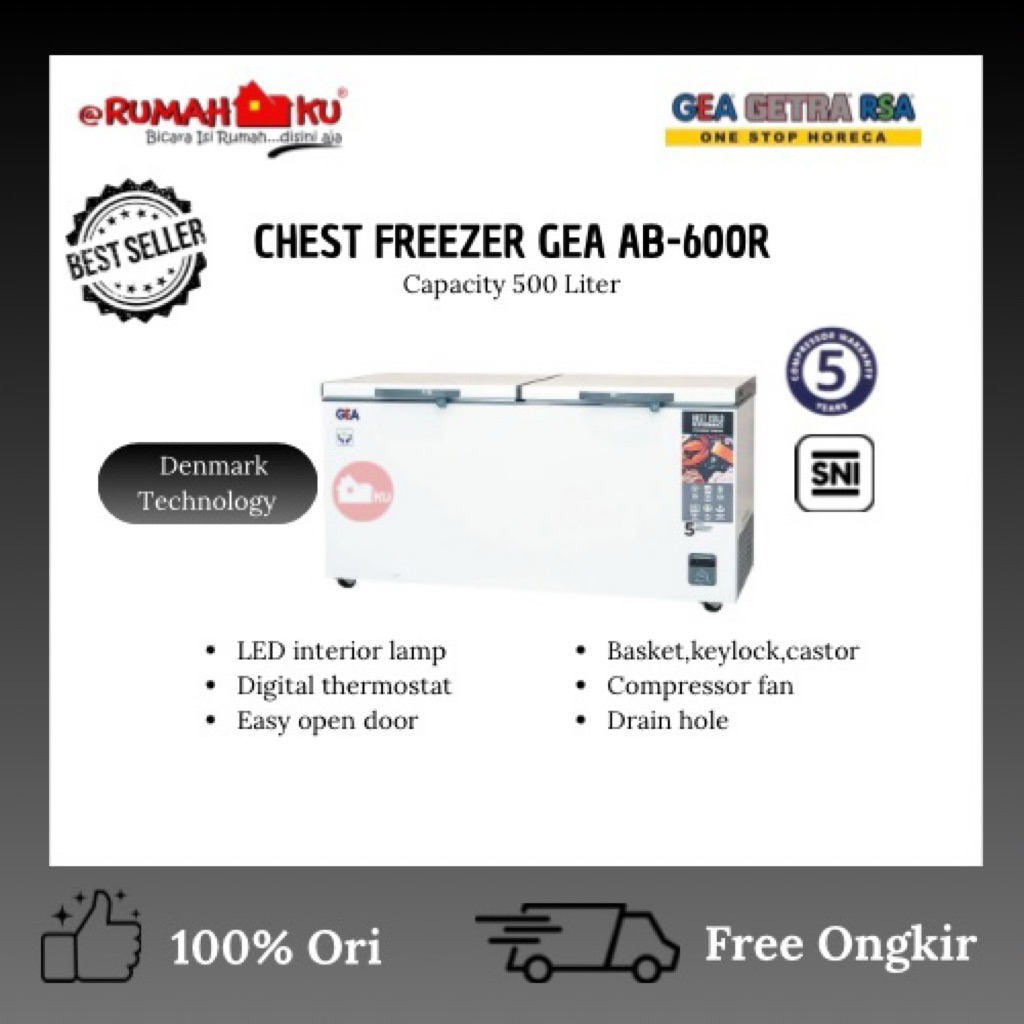GEA CHEST FREEZER AB-600R/FREEZER BOX GEA KAPASITAS 500L/FREEZER BOX GEA