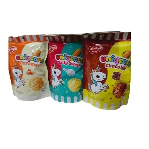 

Camilan jajan snack Naraya uniqcron kemasan pouch berat 55gr Varian CaramelSalty sweetChocotale