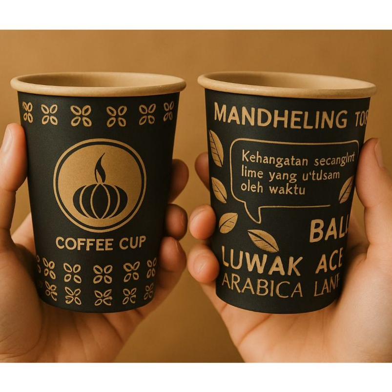 (Grosir) Papercup Kraft Motif 8oz (isi 50) Kertas Craft Wadah Minuman Kopi Teh Tahan Panas Kuat