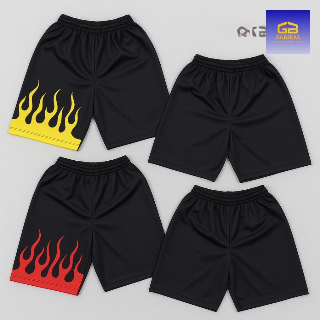Celana Pendek Kolor Santai Boxer Pria Wanita Unisex Motif Api Short Pants Boxer Pantai