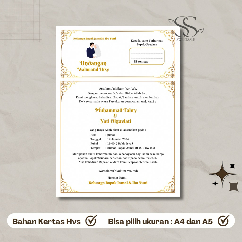Undangan Walimatul Ursy Pernikahan/ Undangan Walimatul Ursy/ Undangan Pernikahan / Undangan Syukuran