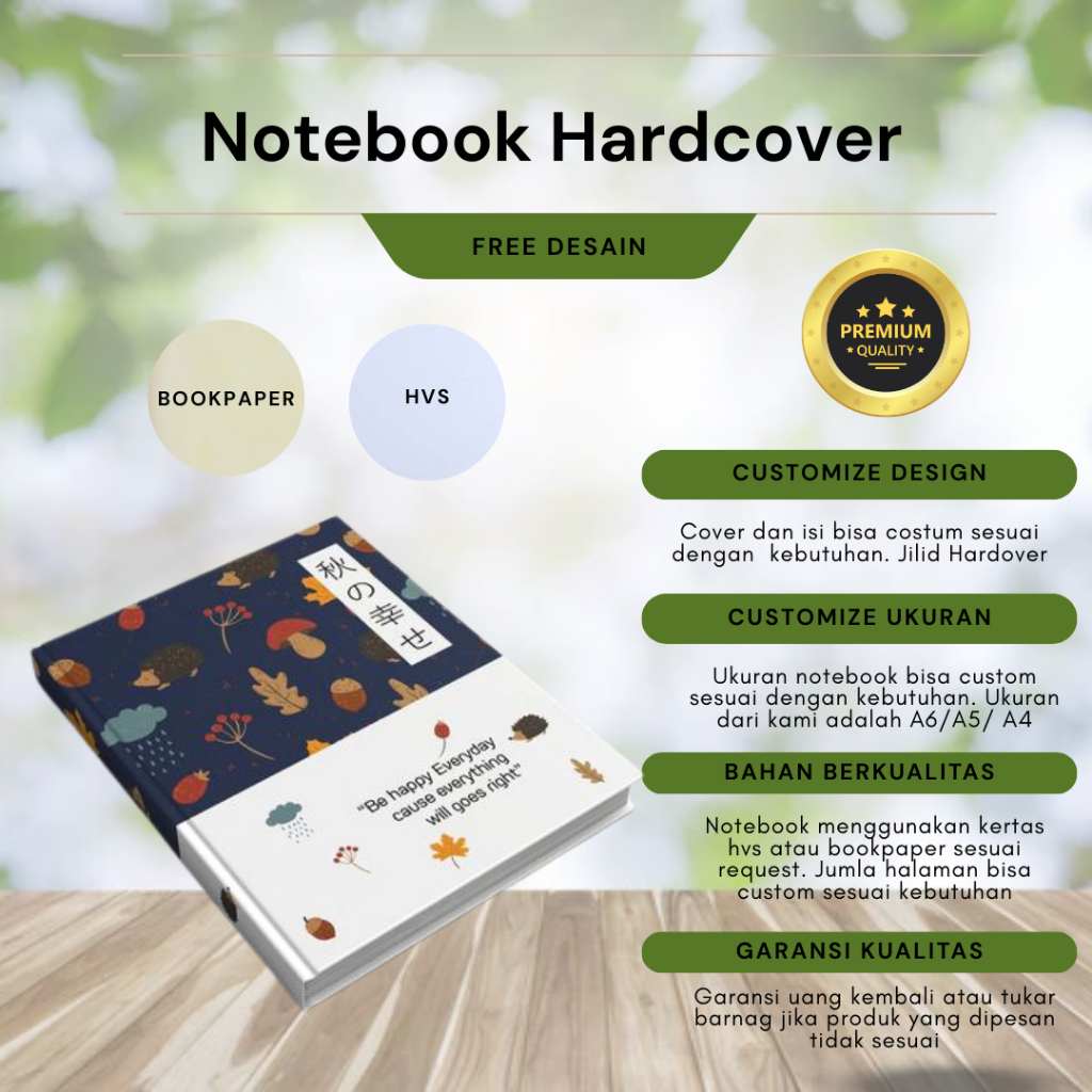 

Notebook Hardcover Kraft| Ukuran A5/A6 | Bisa Custom