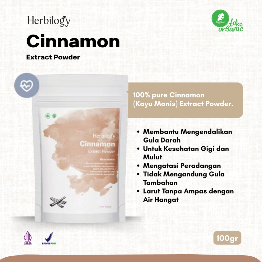 

Herbilogy Cinnamon Extract Powder (100gr) | Kayu Manis Bubuk, Kayu Manis untuk Mengontrol Gula Darah
