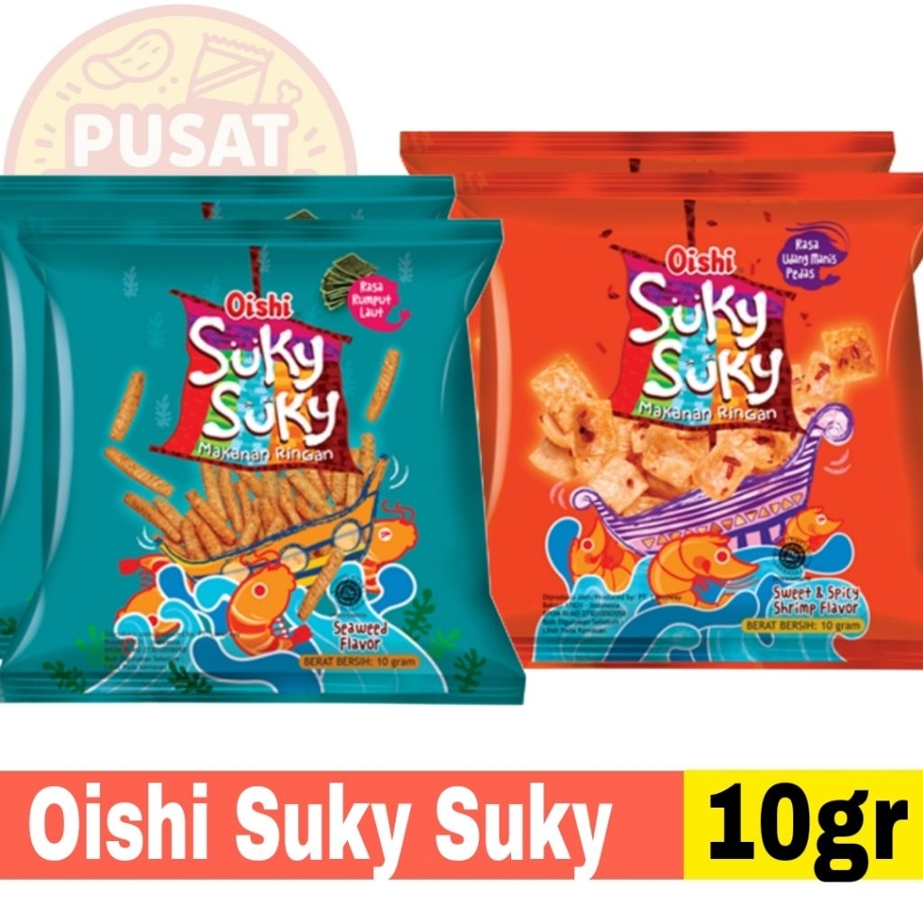 

Snack Oishi Suky Suky Rasa Udang / Rumput Laut Bag 10gr Satuan