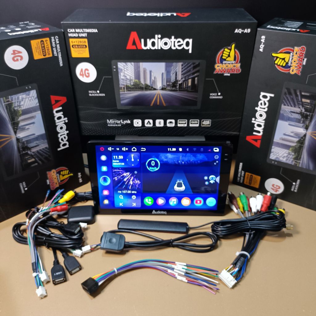 Head Unit Android 9 Inchi Audioteq Ram 6/128 GB Suport Sim Card 4G