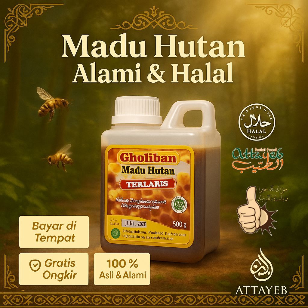 

Madu Hutan Gholiban 500gr Madu Hutan Kalimantan Mengandung Beepollen Royal Jelly
