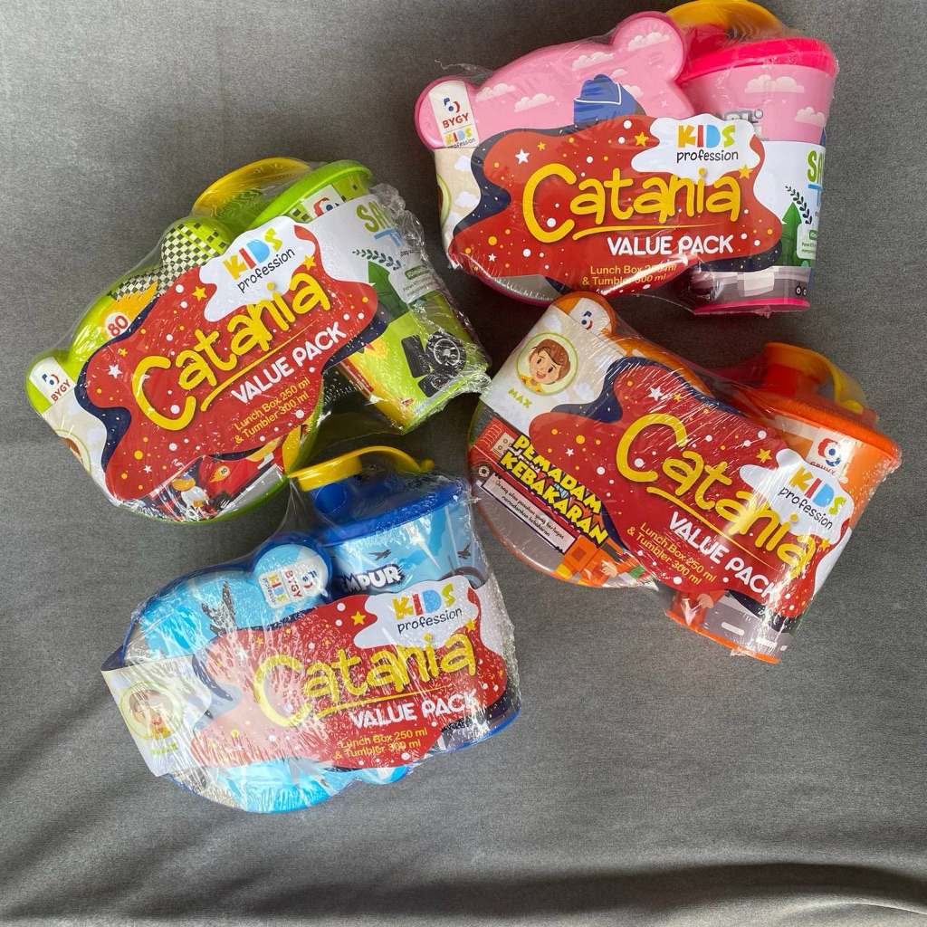 kotak makan + botol minum anak Catania/ meal set value pack/ hampers ulang tahun