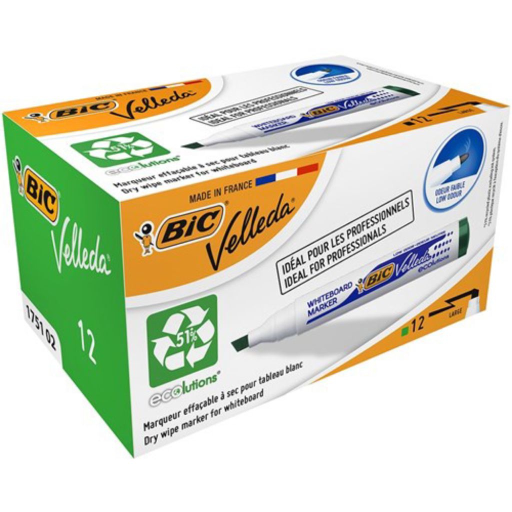 

WHITEBOARD MARKER BIC VELLEDA 1701 CHISEL (PIPIH) | SPIDOL PAPAN TULIS PUTIH