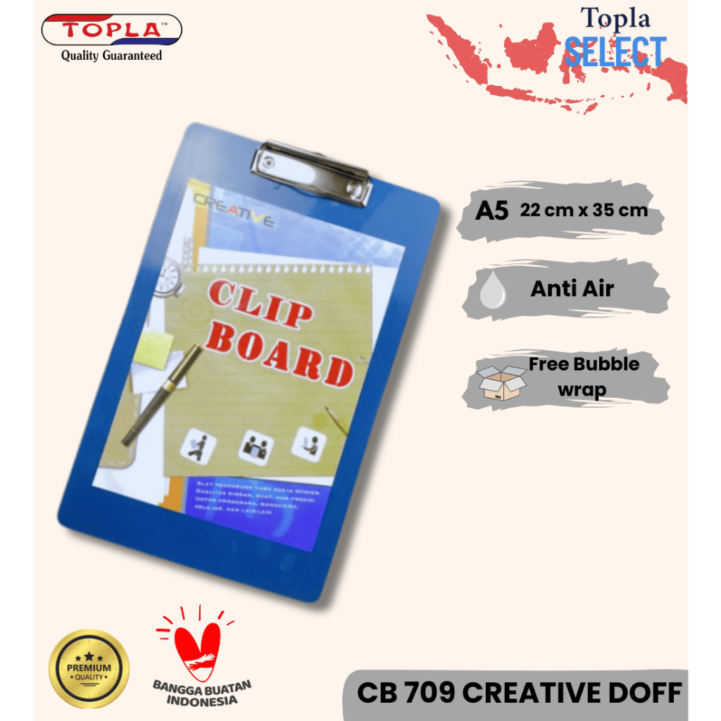 

TOPLA Clipboard F4 Folio - Alas Papan Ujian & Catatan Berdiri - Warna Doff