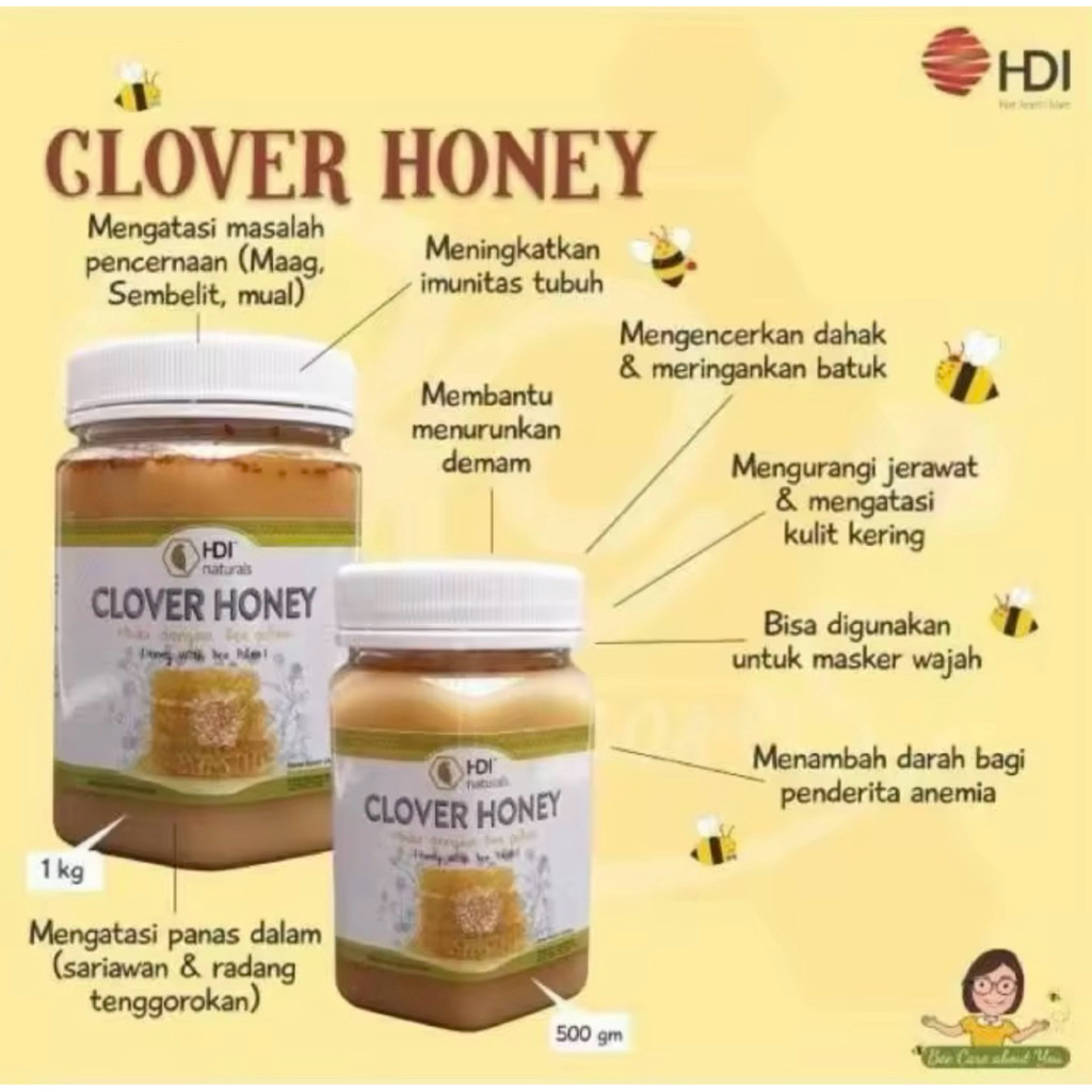 

HDl MADU CLOVER HONEY HDl 250gr, 500gr, 1 KG ORIGINAL EXP TERBARU 2028