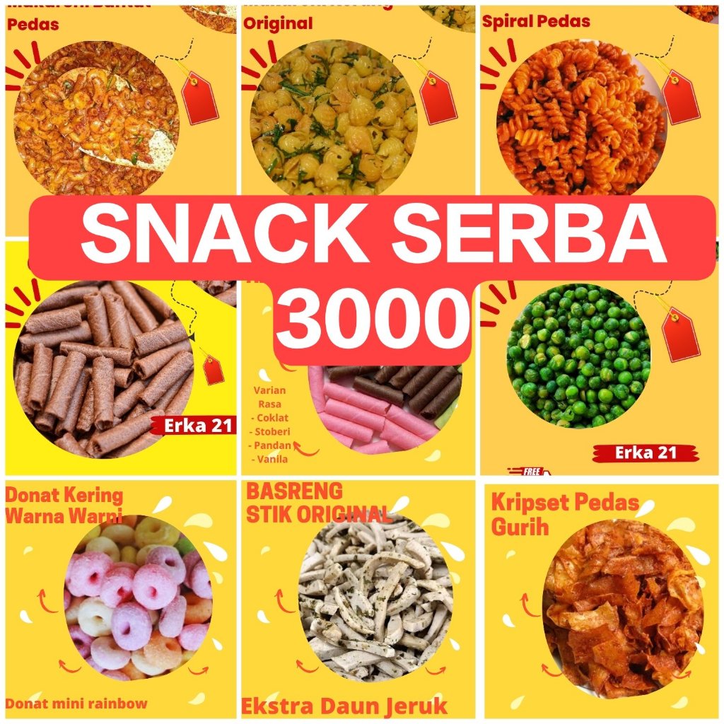 

Snack Serba 3000 Original makanan ringan jajanan cemilan camilan pedas asin gurih manis murah