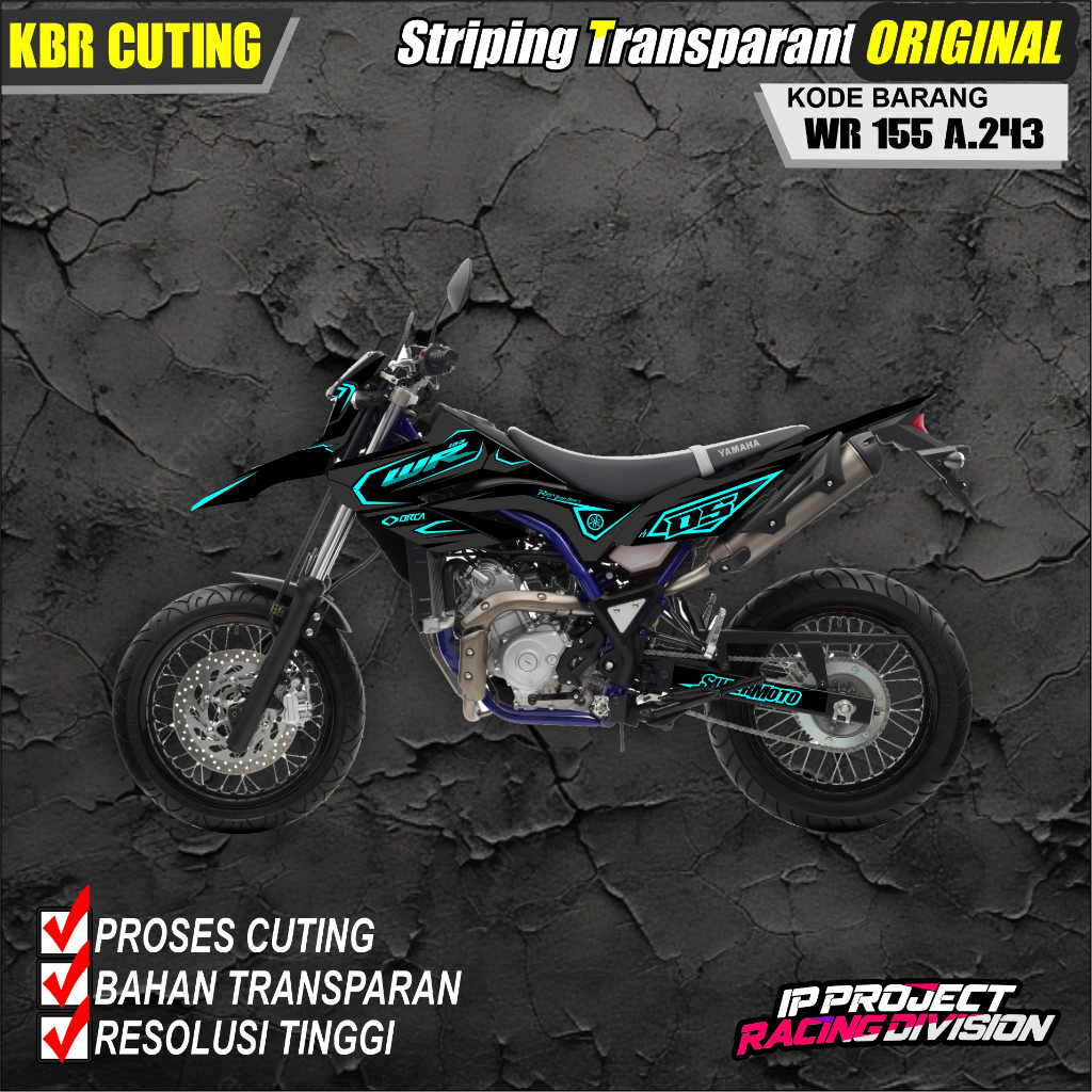 (COD) STIKER DECAL ORIGINAL  MOTOR YAMAHA WR 155 HOLOGRAM DAN TRANSPARAN KODE A.243