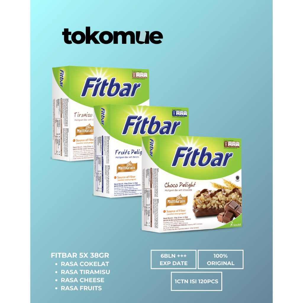 

Fitbar Isi 5x 38Gr Tiramisu/ Cokelat/ Cheese/ Fruits