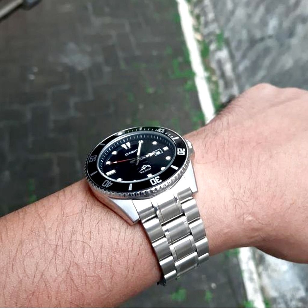 Steel Strap NO GAP for Casio Marlin Duro MDV106 MDV107 replacement 22mm oem kualitas ori