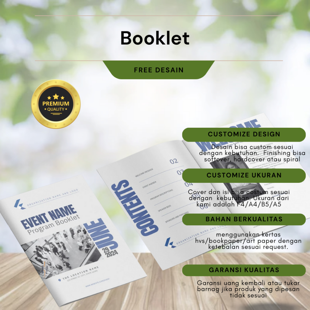 

Cetak Booklet Custom | Program Event, Seminar Kit, Company Profile | Free Desain & Cetak Cepat